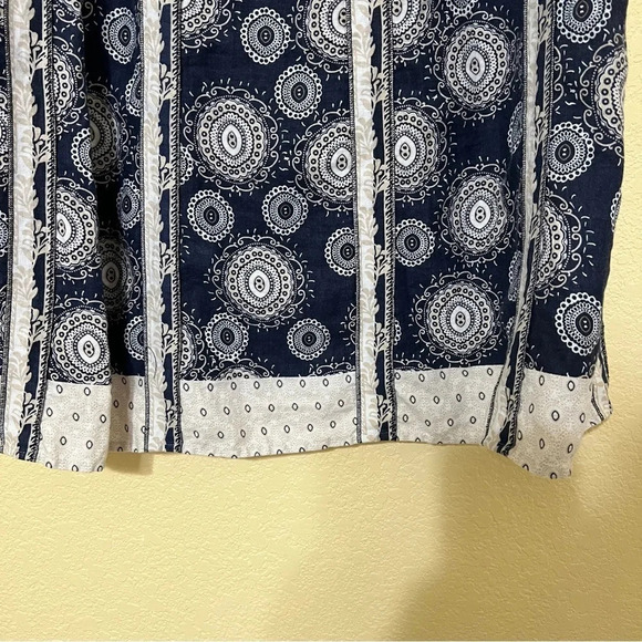 Ann Taylor LOFT Linen A-Line Skirt Navy Blue Cream Paisley SIZE 6 Classic Work - Picture 11 of 13